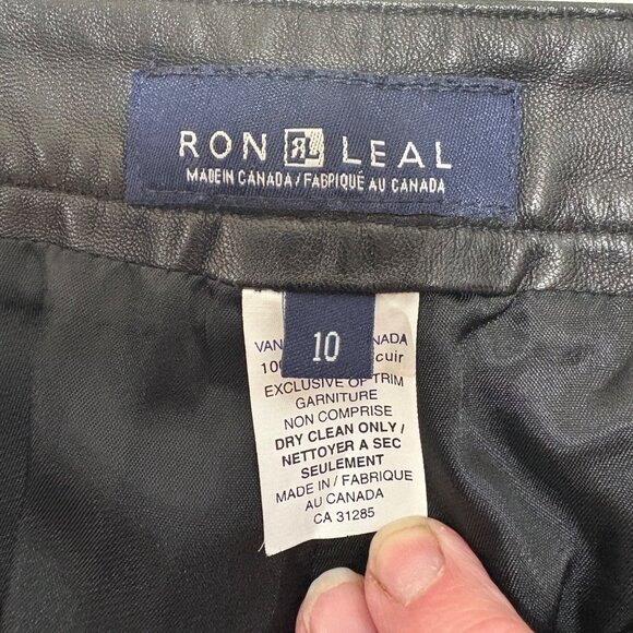 Ron Leal Women’s Vtg Black Leather Pants Size 10 Made In Canada - Picture 4 of 10